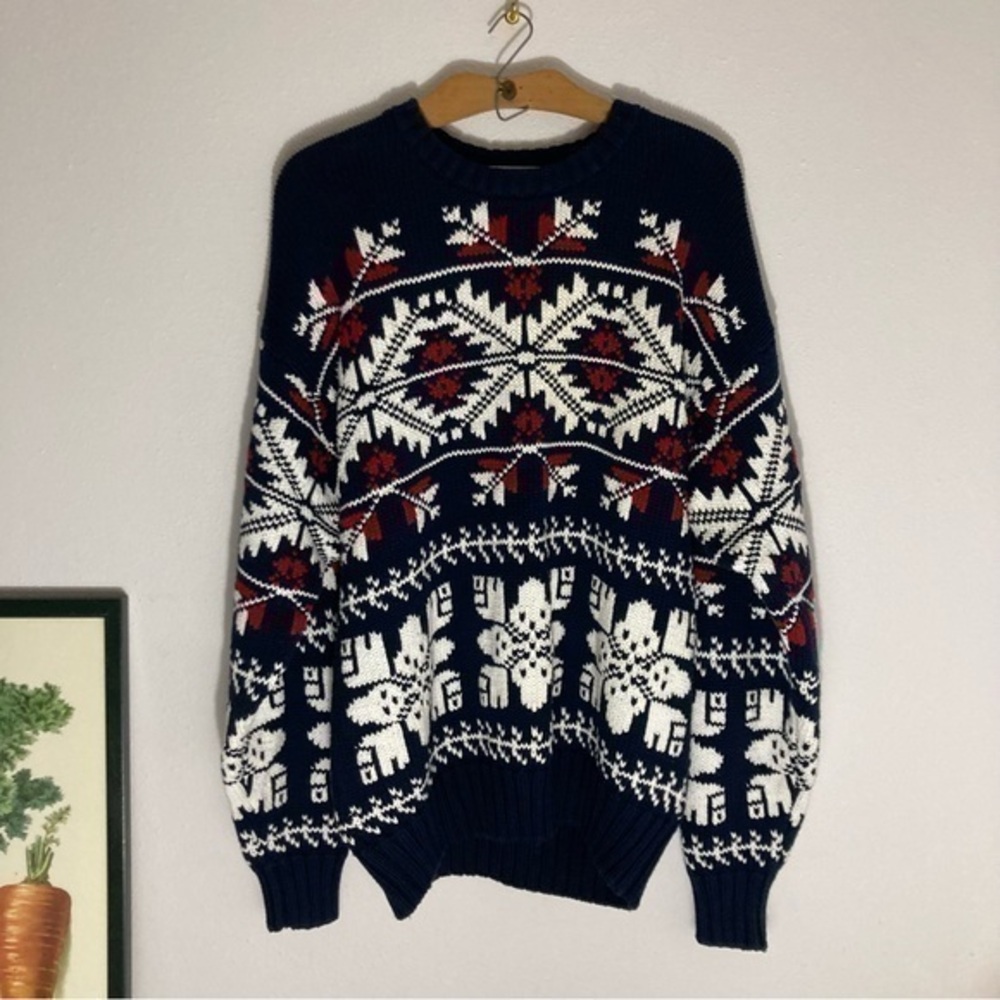 Vintage Varsity snowy print grandpa sweater size XL